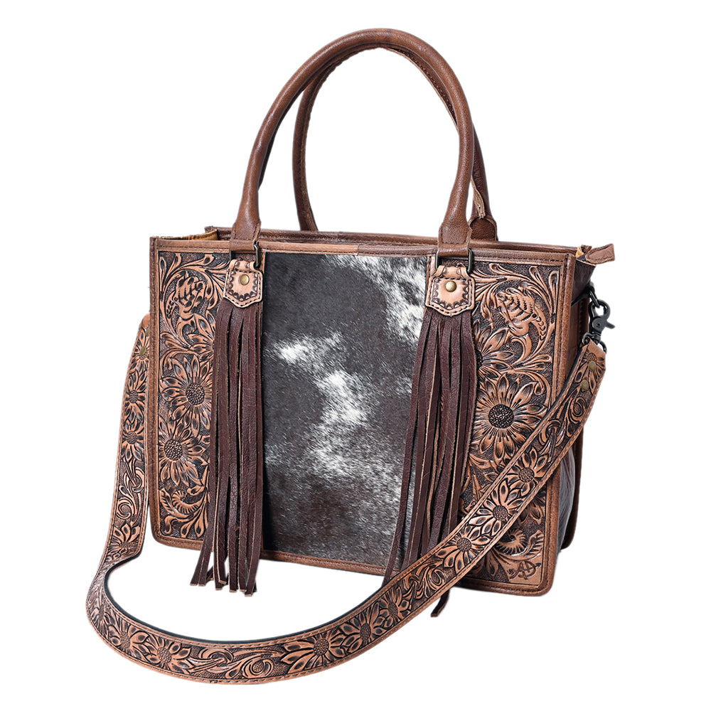 American Darling Briefcase Hand Tooled Saddle Blanket Genuine Leather