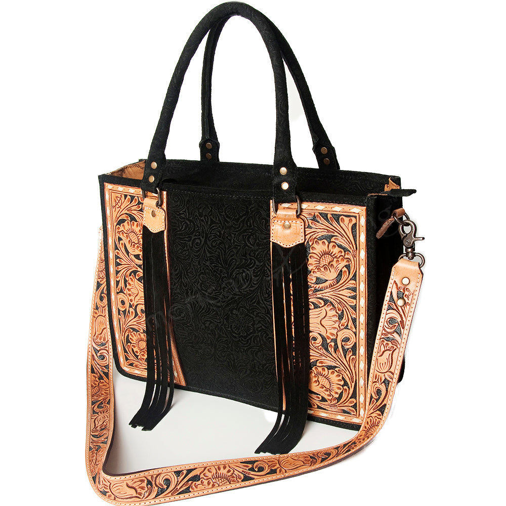 American Darling Briefcase Hand Tooled Saddle Blanket Genuine Leather