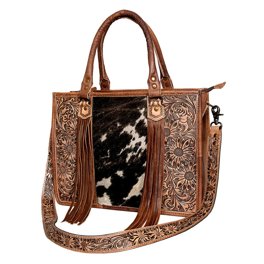 American Darling Briefcase Hand Tooled Saddle Blanket Genuine Leather