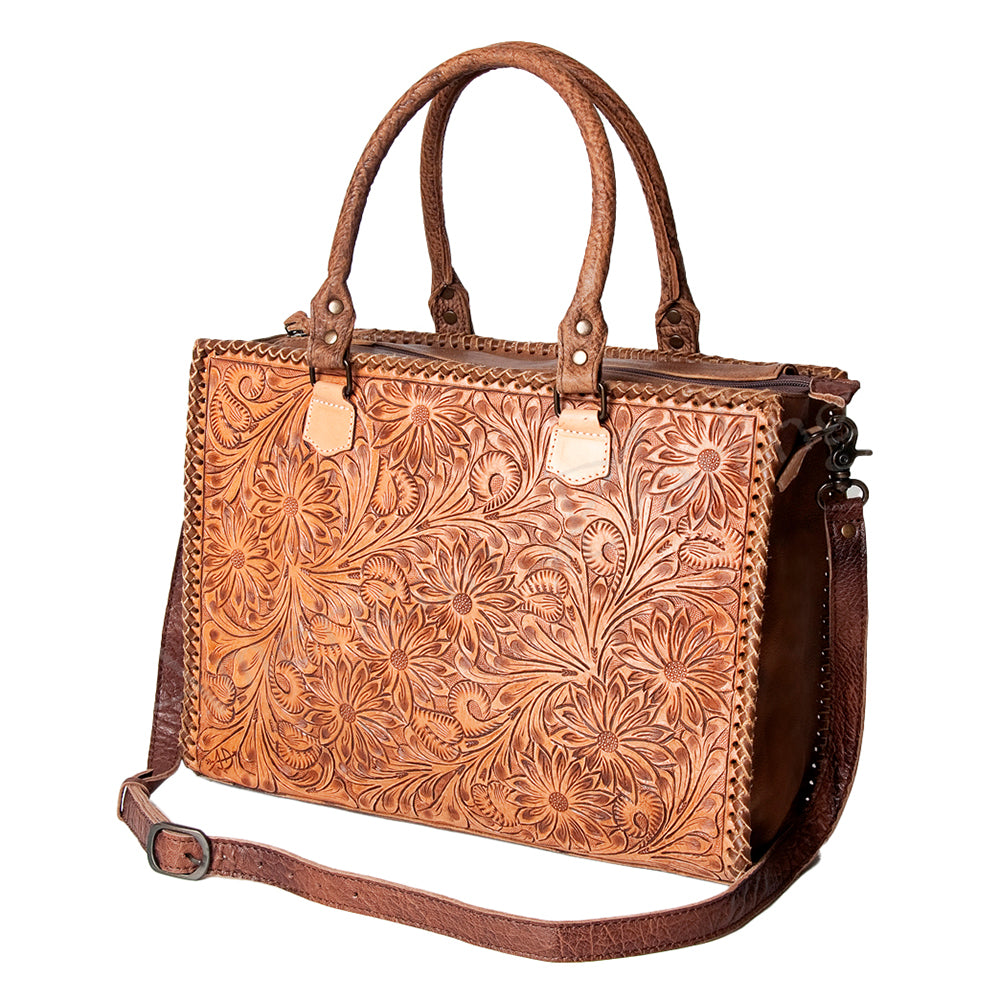 American Darling Briefcase Hand Tooled Genuine Leather