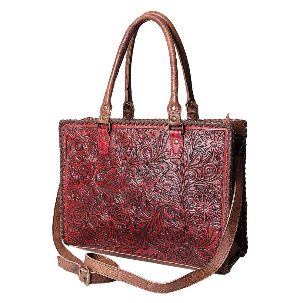 American Darling Briefcase Hand Tooled Genuine Leather