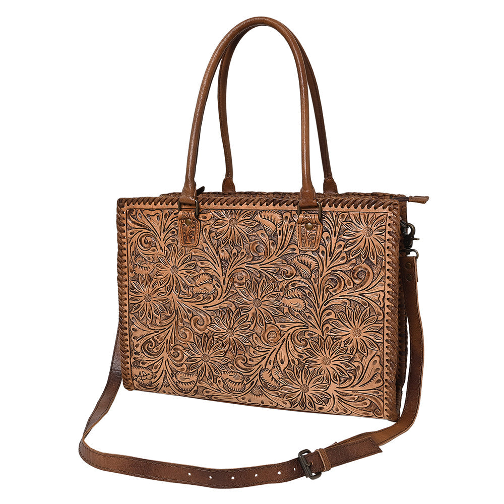 American Darling Briefcase Hand Tooled Genuine Leather