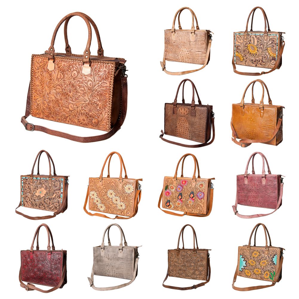 American Darling Briefcase Hand Tooled Genuine Leather