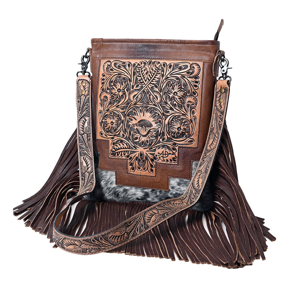 American Darling Messenger Hand Tooled Hair-On Genuine Leather