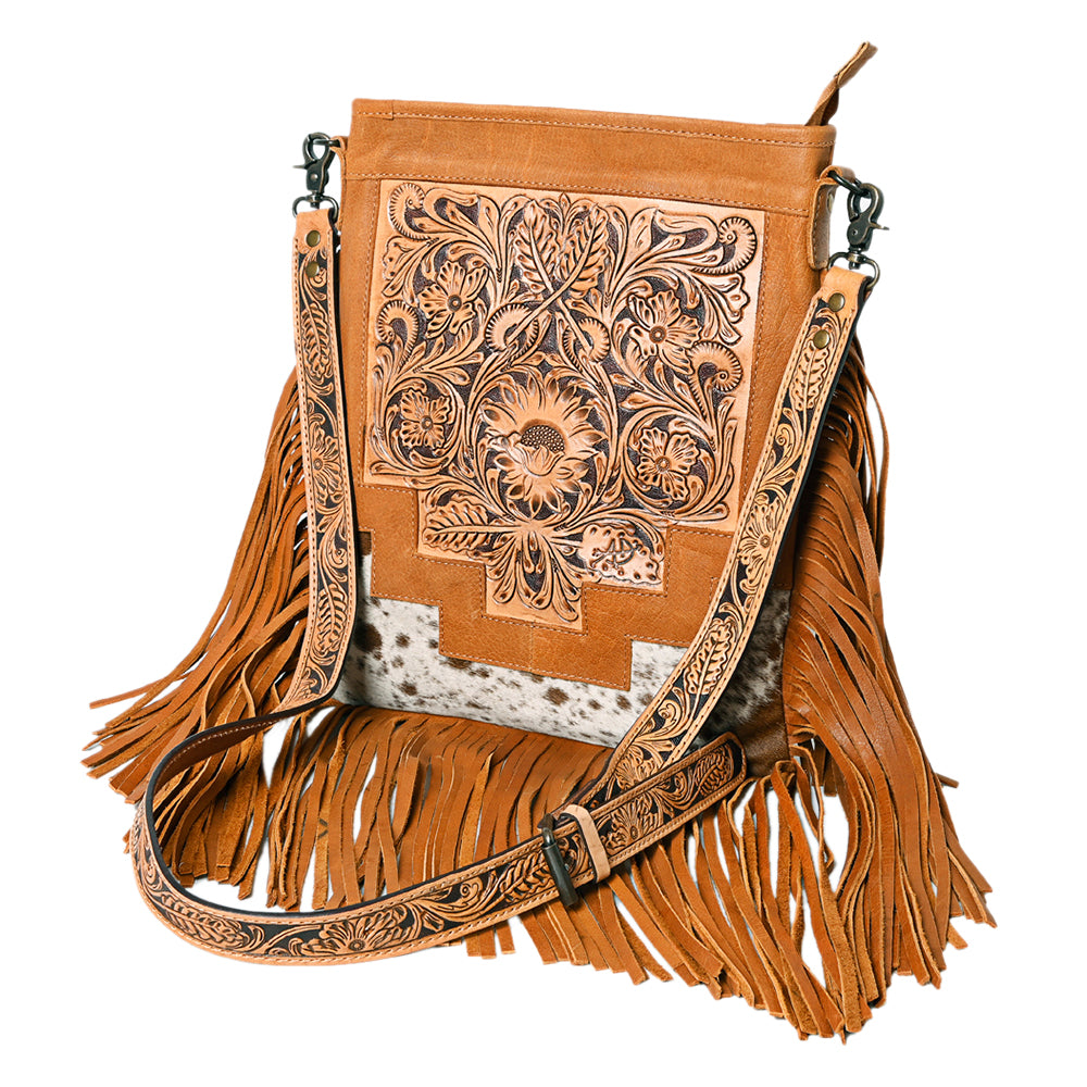 American Darling Messenger Hand Tooled Hair-On Genuine Leather
