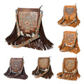 American Darling Messenger Hand Tooled Hair-On Genuine Leather