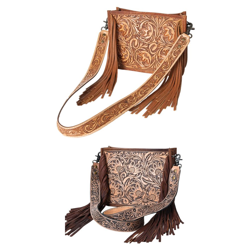 American Darling Messenger Hand Tooled Genuine Leather