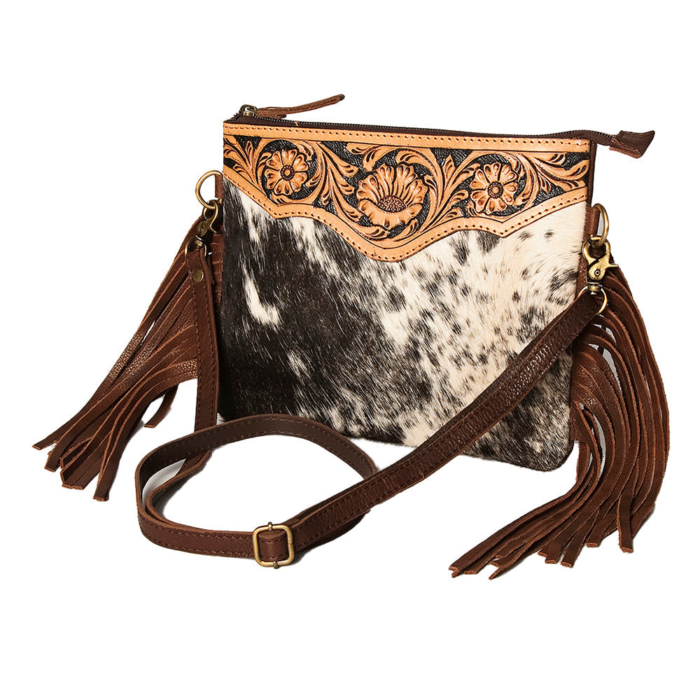 American Darling Small Crossbody Hand Tooled Hair-On Genuine Leather