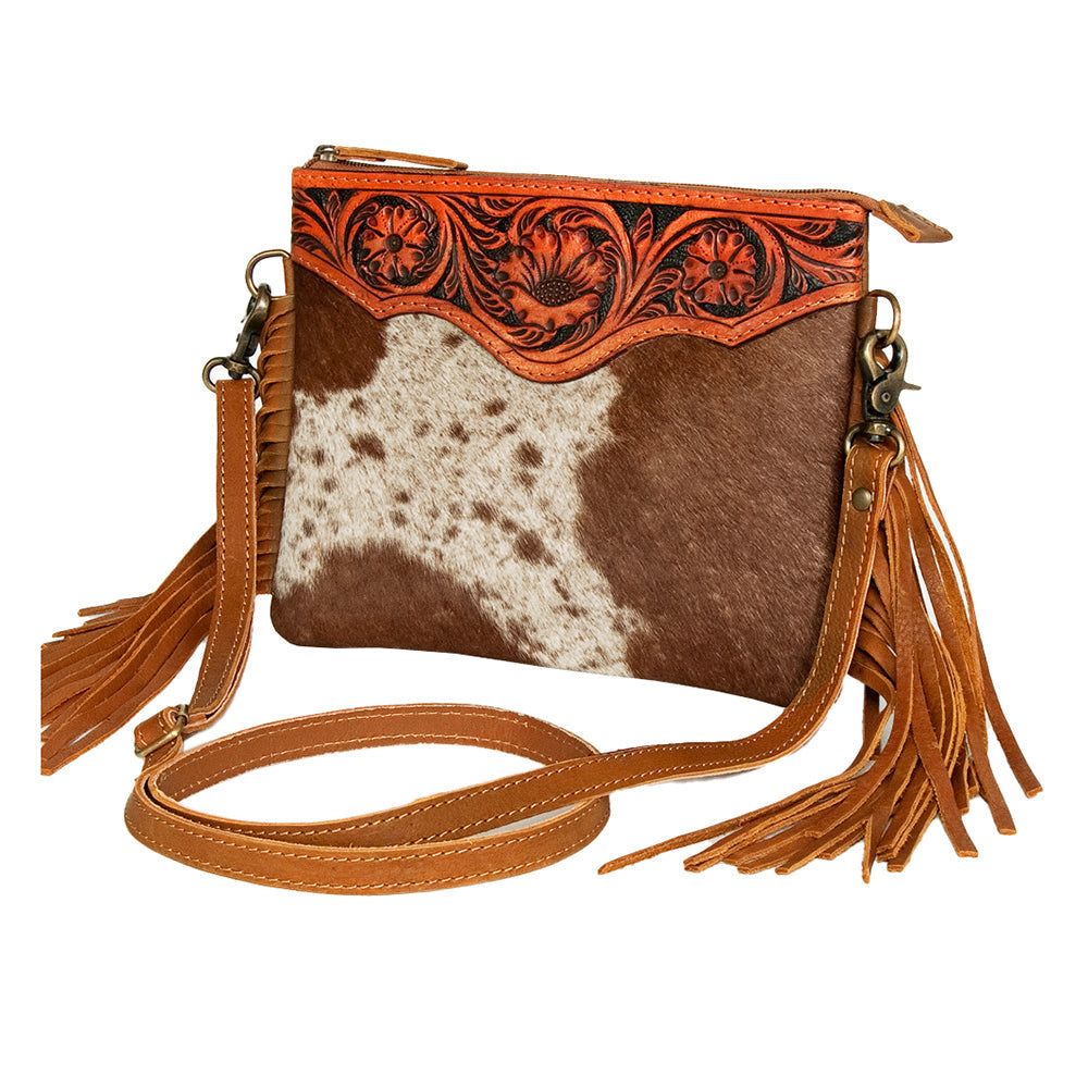 American Darling Small Crossbody Hand Tooled Hair-On Genuine Leather