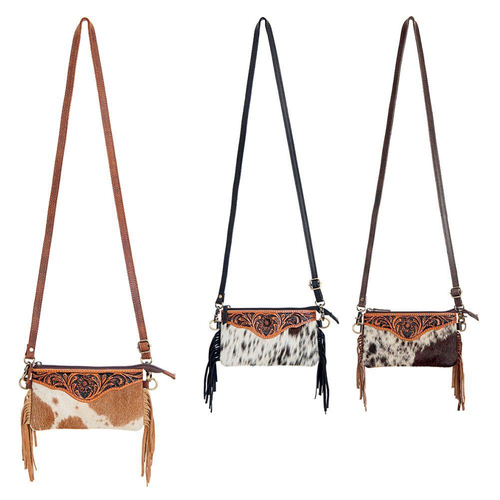 American Darling Small Crossbody Hand Tooled Hair-On Genuine Leather
