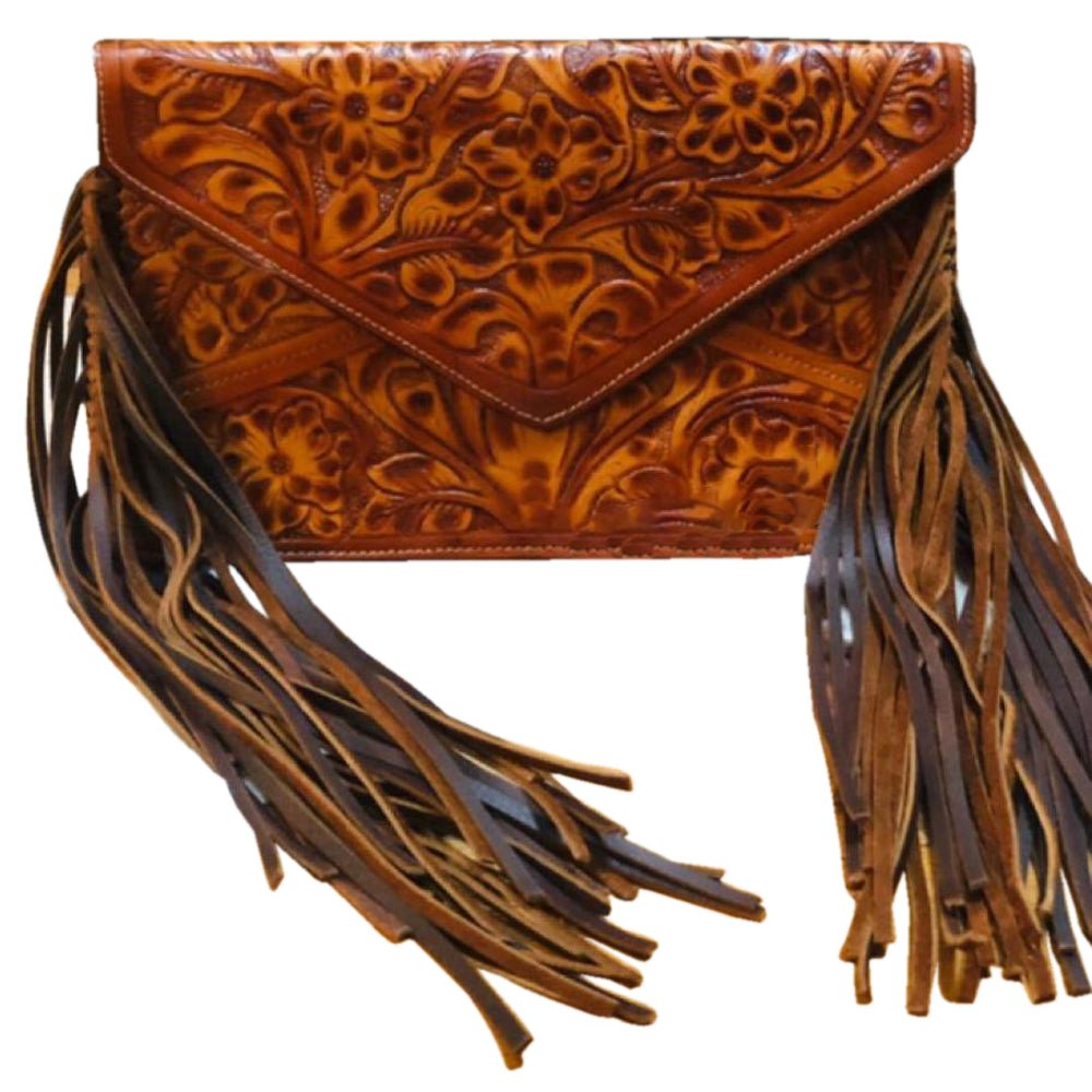 American Darling Hand-Tooled Genuine Leather Envelope Bag