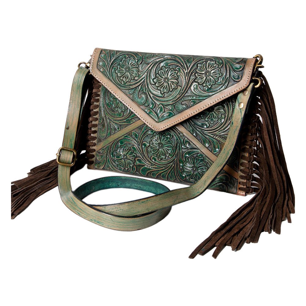 American Darling Hand-Tooled Genuine Leather Envelope Bag