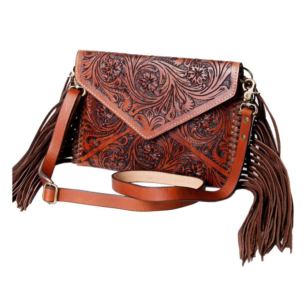 American Darling Hand-Tooled Genuine Leather Envelope Bag