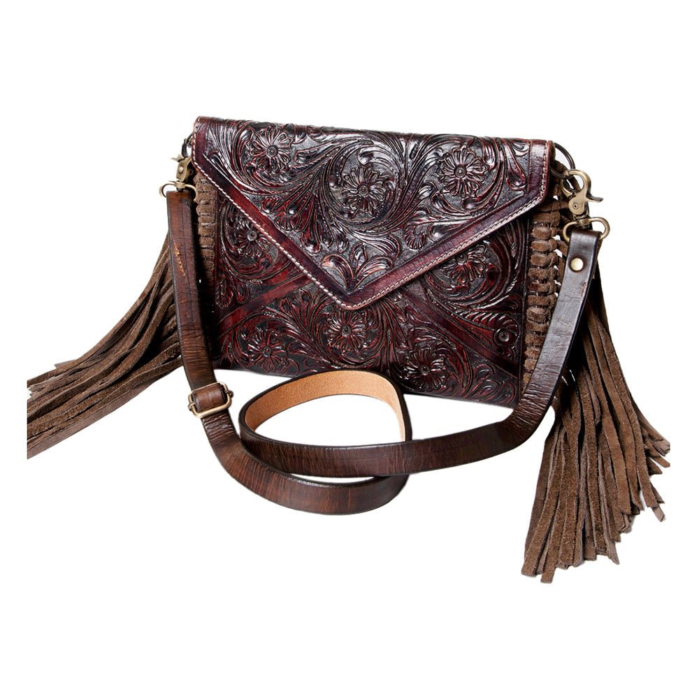 American Darling Hand-Tooled Genuine Leather Envelope Bag