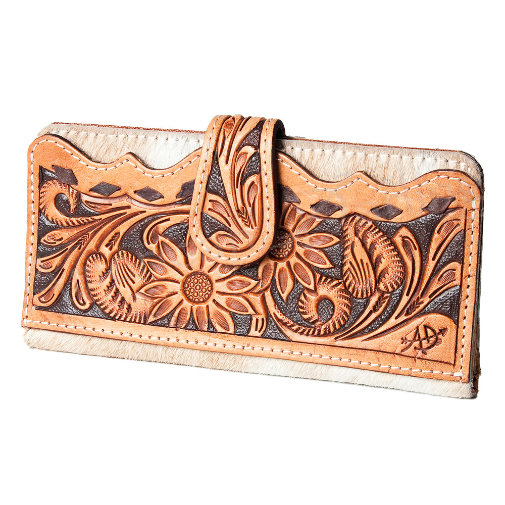 American Darling Hand-Tooled Hair-On Genuine Leather Wallet