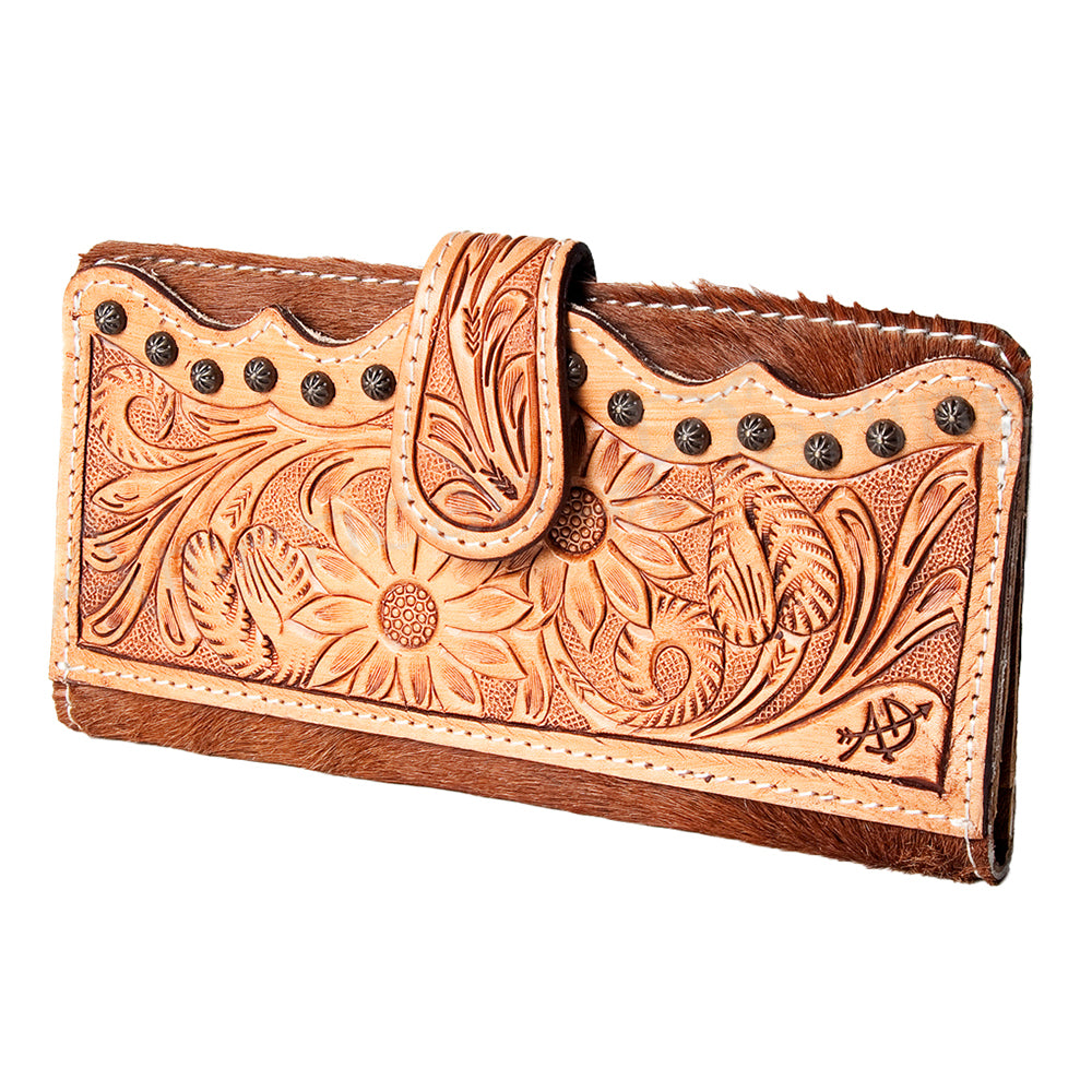 American Darling Hand-Tooled Hair-On Genuine Leather Wallet