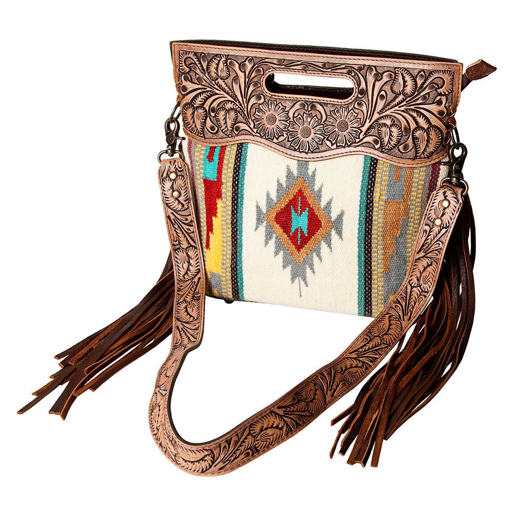 American Darling Hand-Tooled Saddle Blanket Genuine Leather Clutch