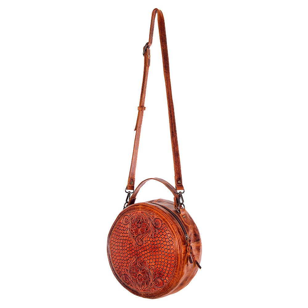 American Darling Hand-Tooled Genuine Leather Canteen Bag