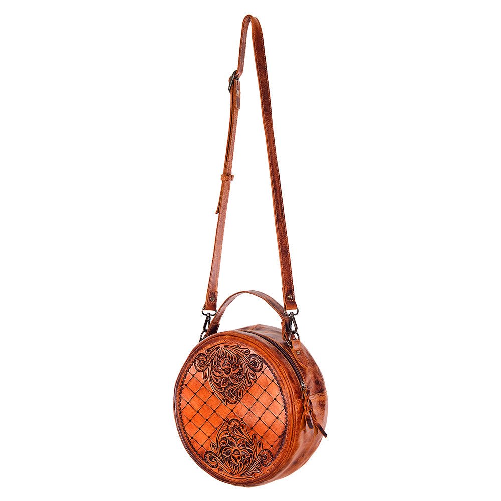 American Darling Hand-Tooled Genuine Leather Canteen Bag