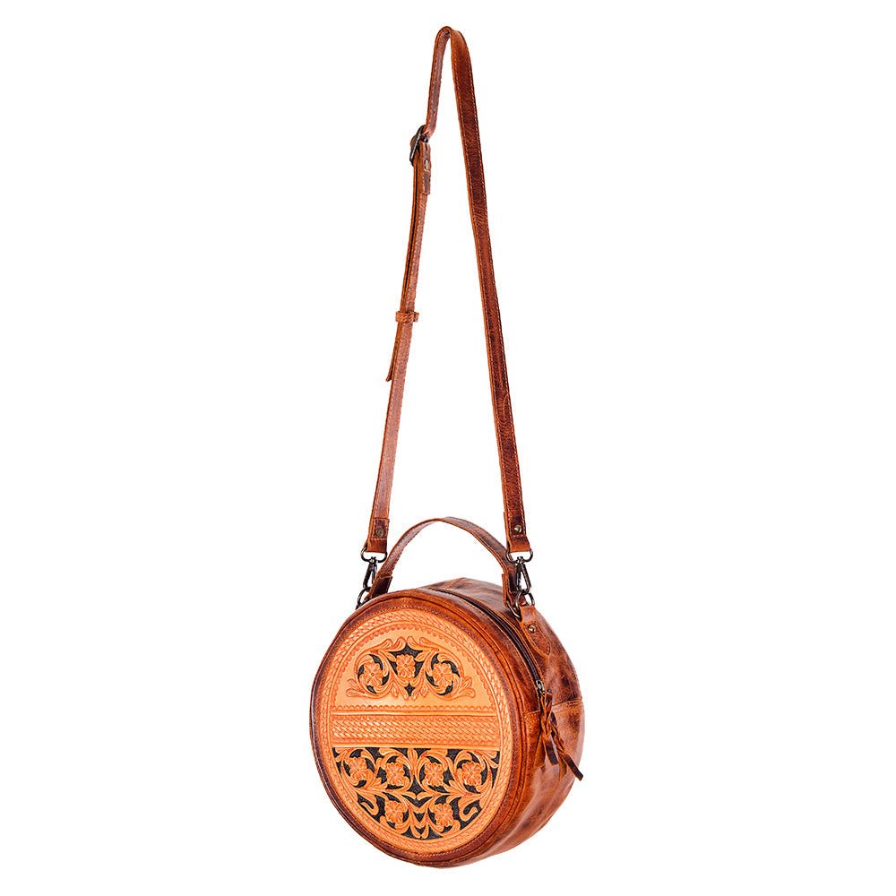 American Darling Hand-Tooled Genuine Leather Canteen Bag