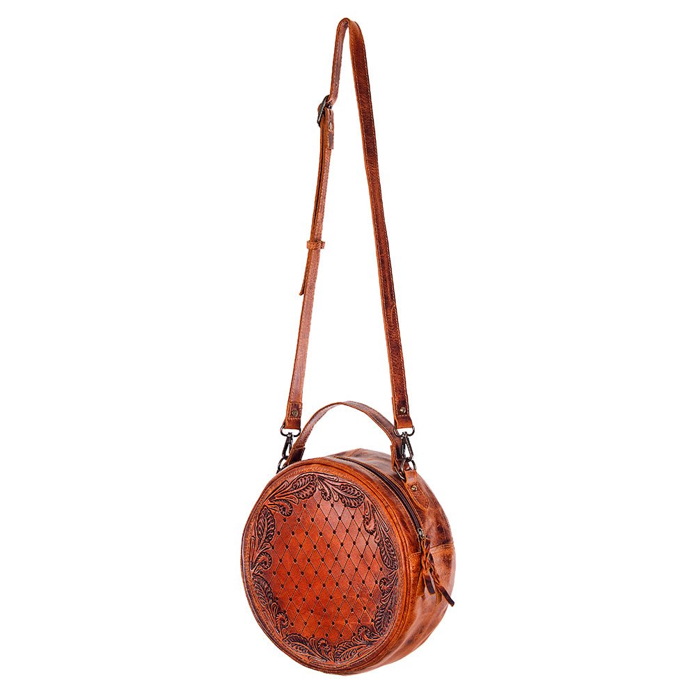 American Darling Hand-Tooled Genuine Leather Canteen Bag