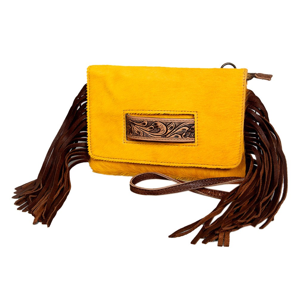 American Darling Hand-Tooled Hair-On Genuine Leather Clutch