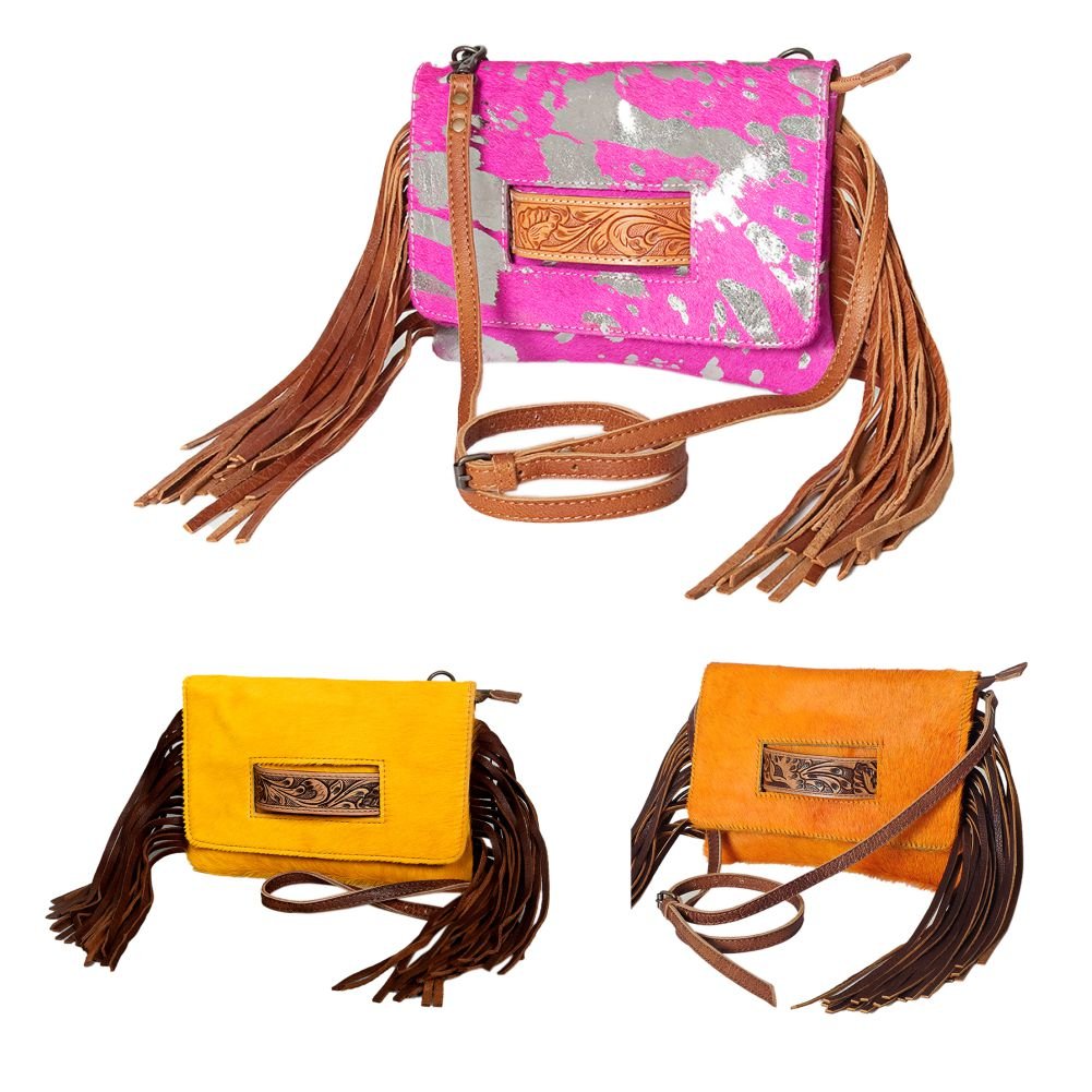 American Darling Hand-Tooled Hair-On Genuine Leather Clutch