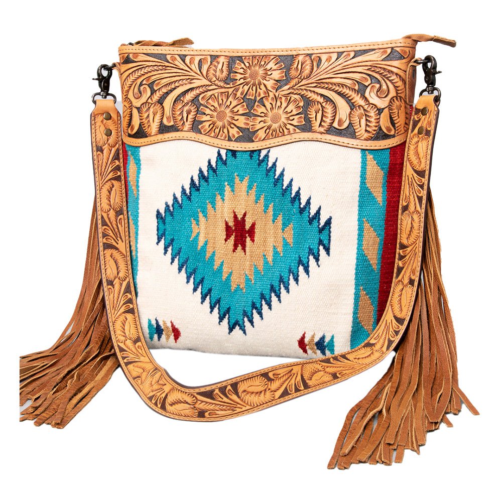 American Darling Signature Crossbody Hand Tooled Saddle Blanket Genuine Leather