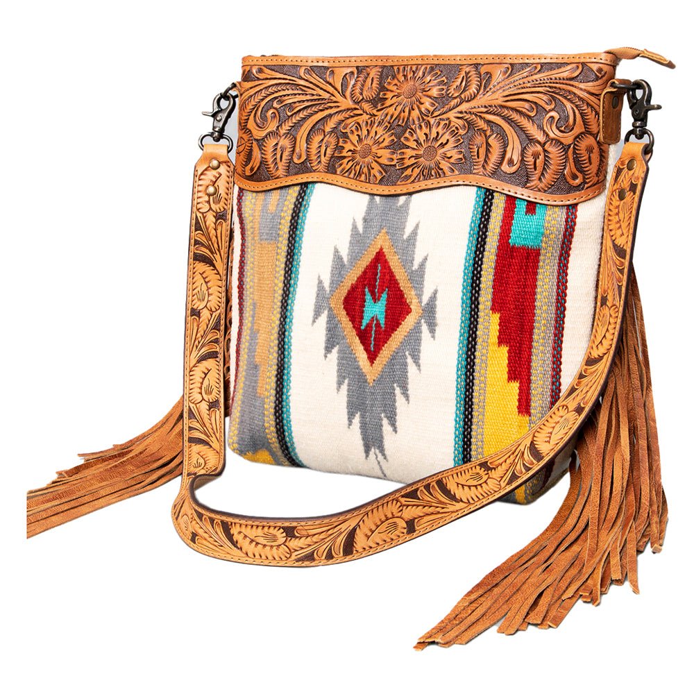 American Darling Signature Crossbody Hand Tooled Saddle Blanket Genuine Leather