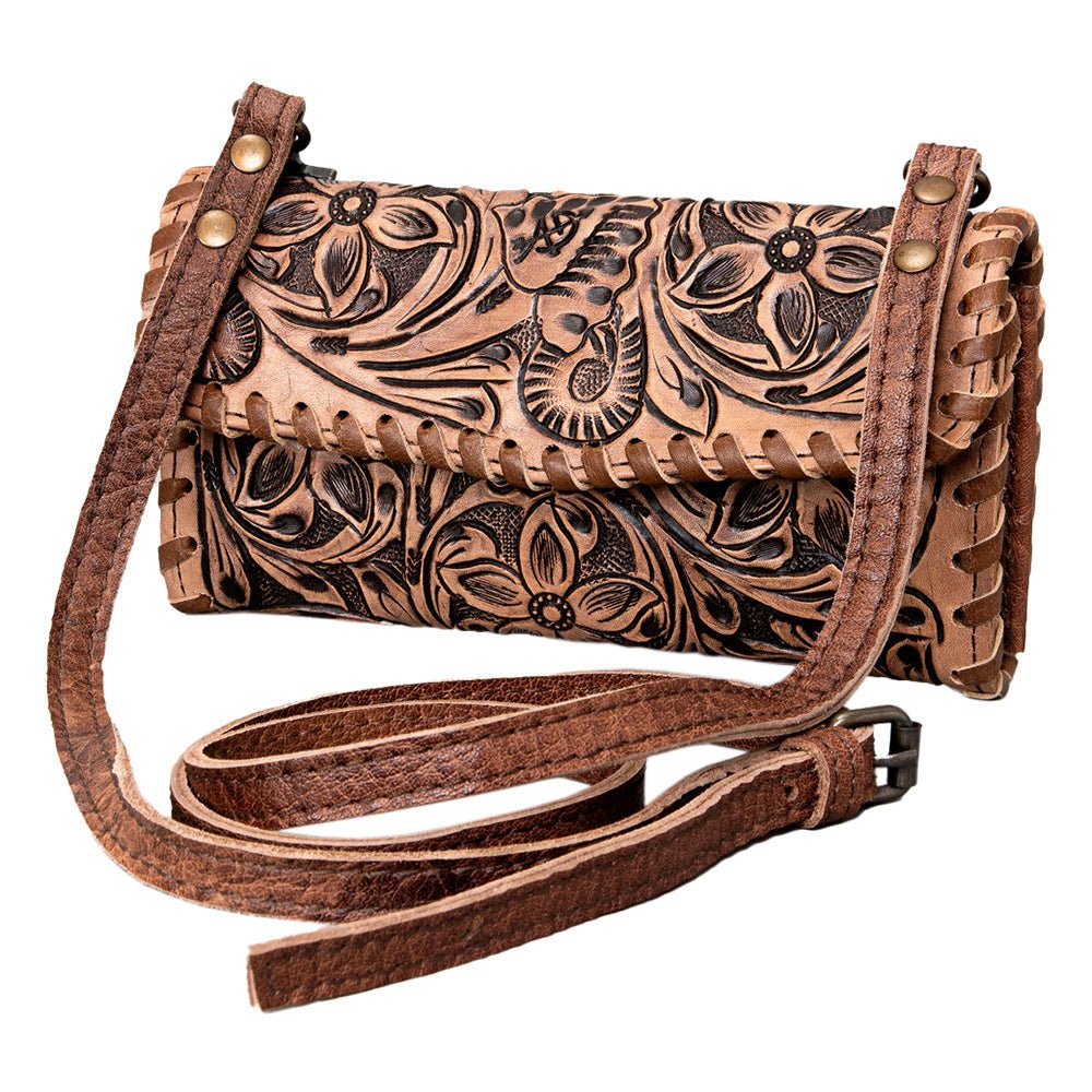 American Darling Hand-Tooled Genuine Leather Small Crossbody Bag