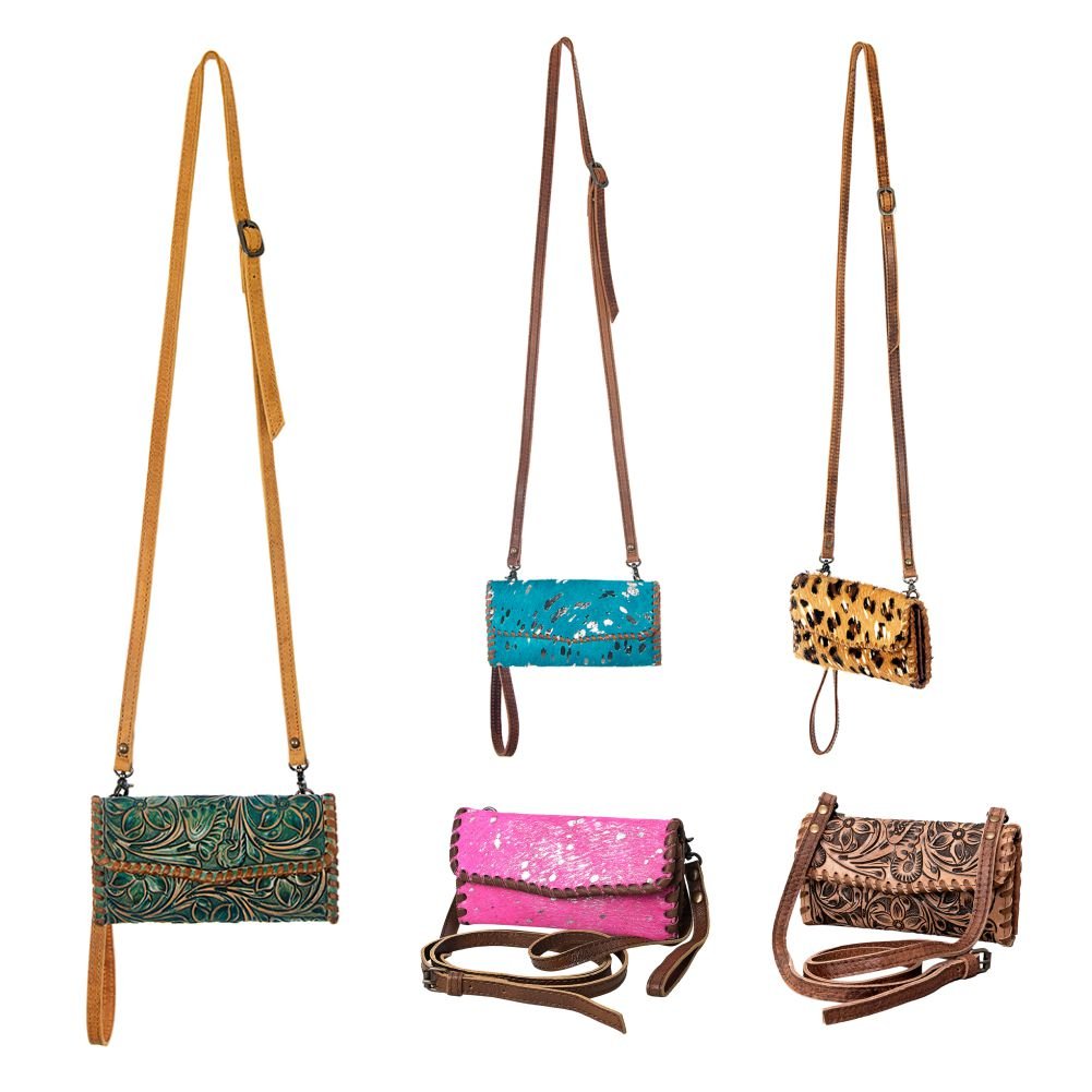 American Darling Hand-Tooled Genuine Leather Small Crossbody Bag