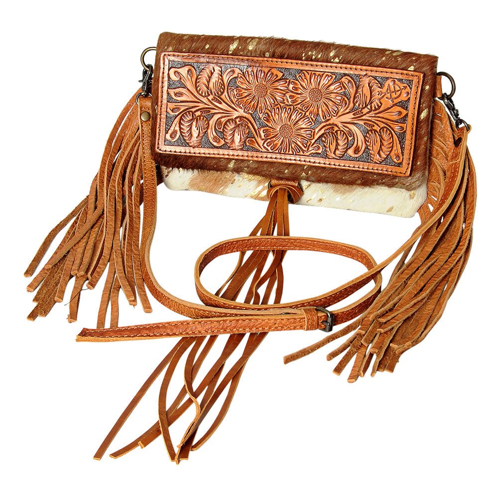 American Darling Hand-Tooled Hair-On Genuine Leather Wallet