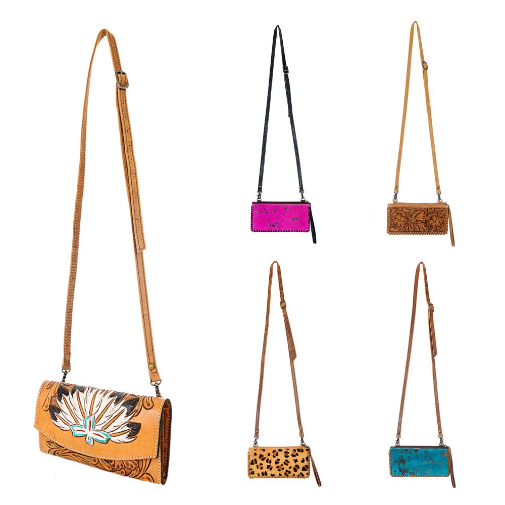 American Darling Wallet Bag Braided Hair-On Cowhide Leather Crossbody Purse Well-compartmentalized with YKK Zipper