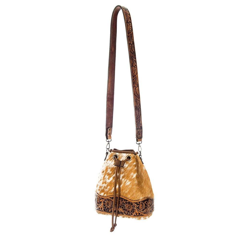American Darling Hand-Tooled Saddle Blanket Leather Bucket Bag