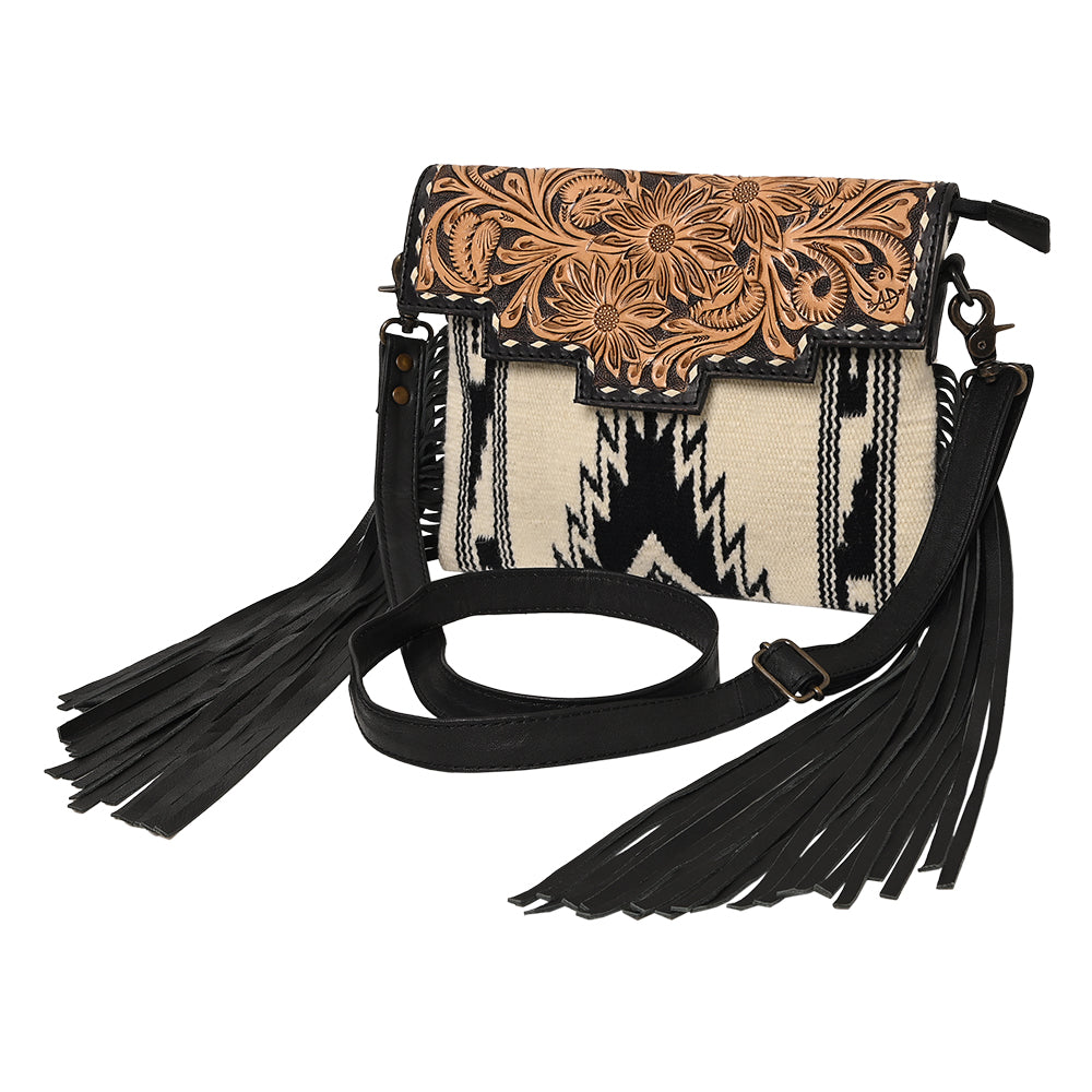 American Darling Crossbody Hand Tooled Saddle Blanket Genuine Leather