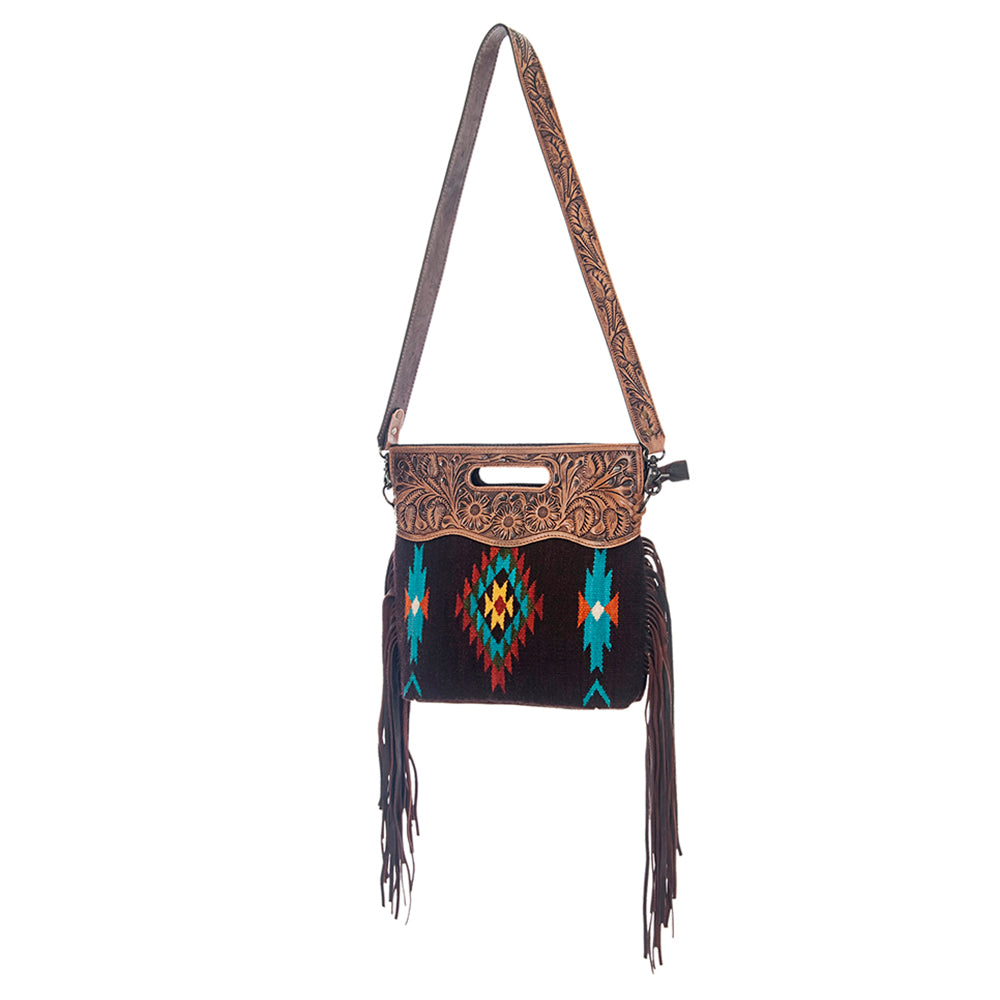 American Darling Clutch Hand Tooled Saddle Blanket Genuine Leather