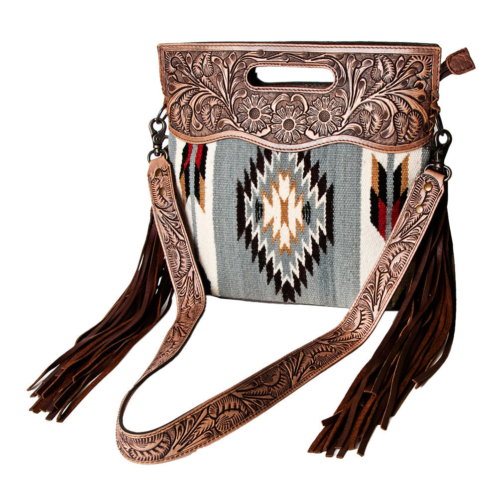 American Darling Clutch Hand Tooled Saddle Blanket Genuine Leather