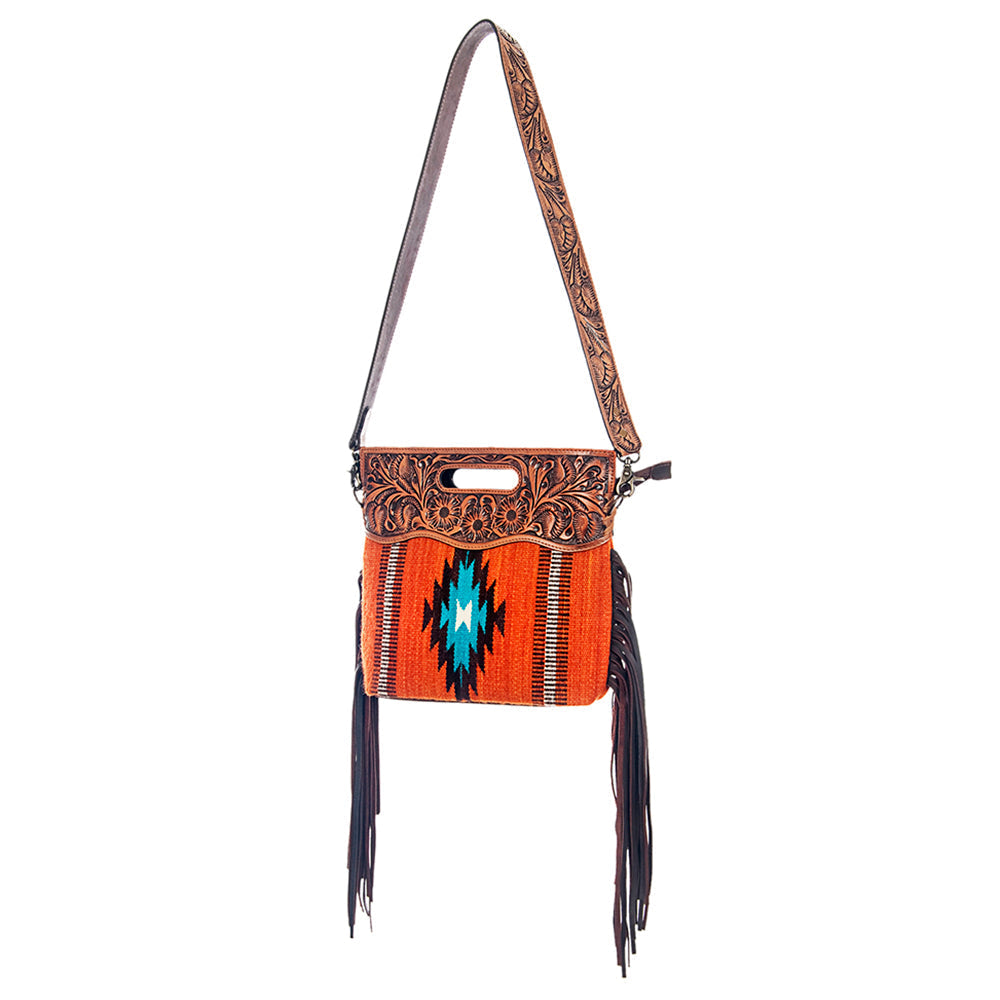 American Darling Clutch Hand Tooled Saddle Blanket Genuine Leather