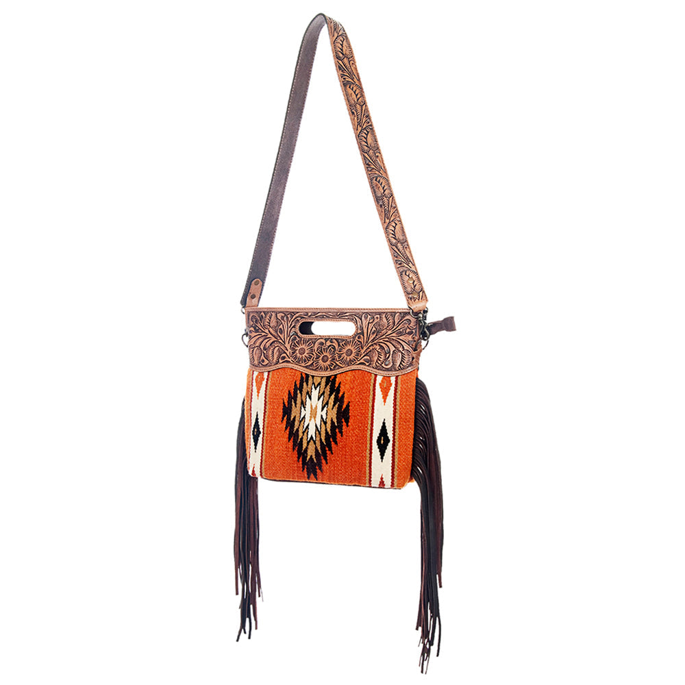 American Darling Clutch Hand Tooled Saddle Blanket Genuine Leather