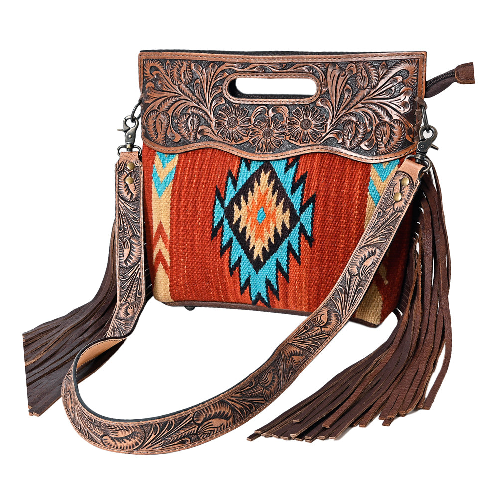 American Darling Clutch Hand Tooled Saddle Blanket Genuine Leather