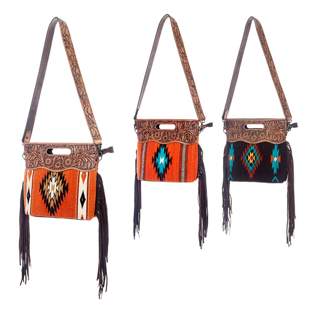 American Darling Clutch Hand Tooled Saddle Blanket Genuine Leather