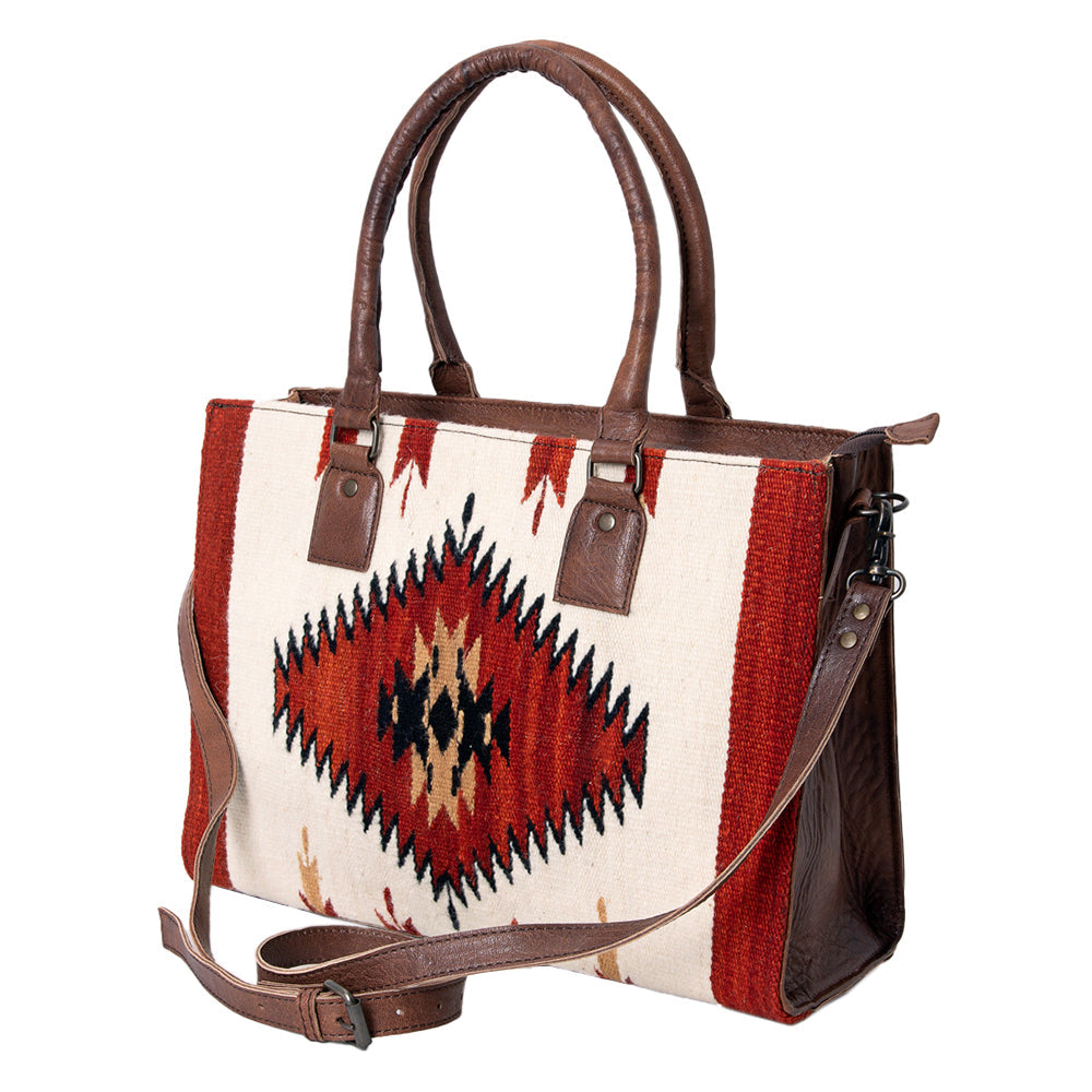 American Darling Tote Saddle Blanket Fabric Genuine Leather Western Women Bag Handbag Purse | for College Casual Travel Bags