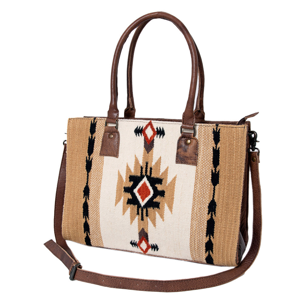 American Darling Tote Saddle Blanket Fabric Genuine Leather Western Women Bag Handbag Purse | for College Casual Travel Bags