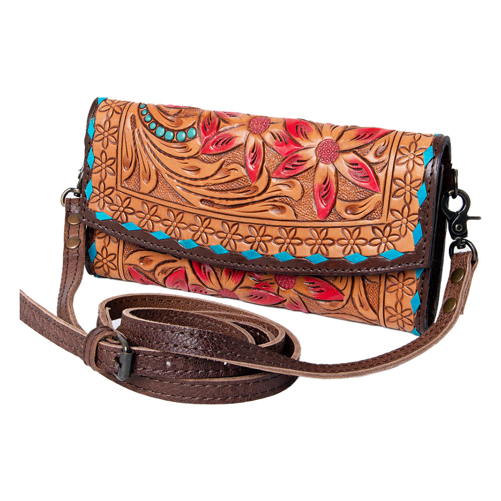 American Darling Wallet Hand Tooled Genuine Leather