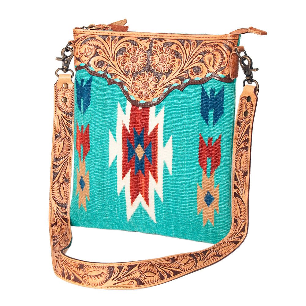 American Darling Hand Tooled Saddle Blanket Genuine Leather