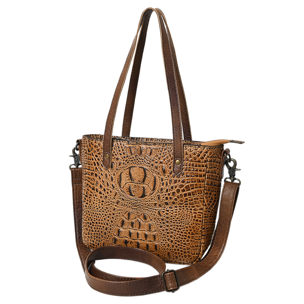 American Darling Tote Crocodile Embossed Genuine Leather