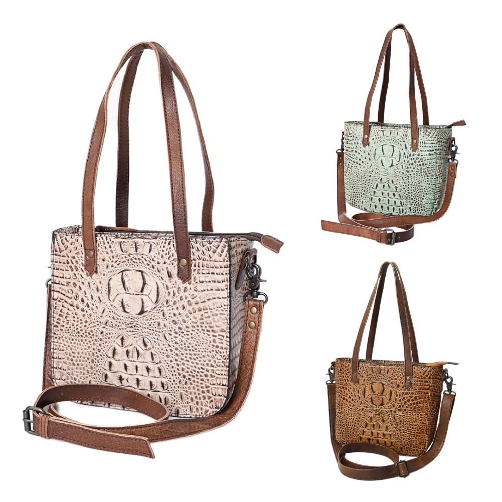 American Darling Tote Crocodile Embossed Genuine Leather