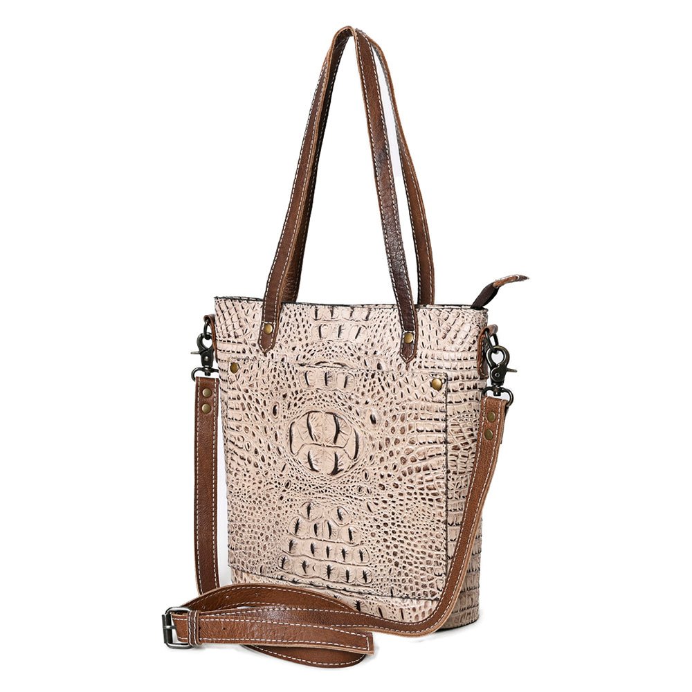 American Darling Tote Crocodile Embossed Genuine Leather