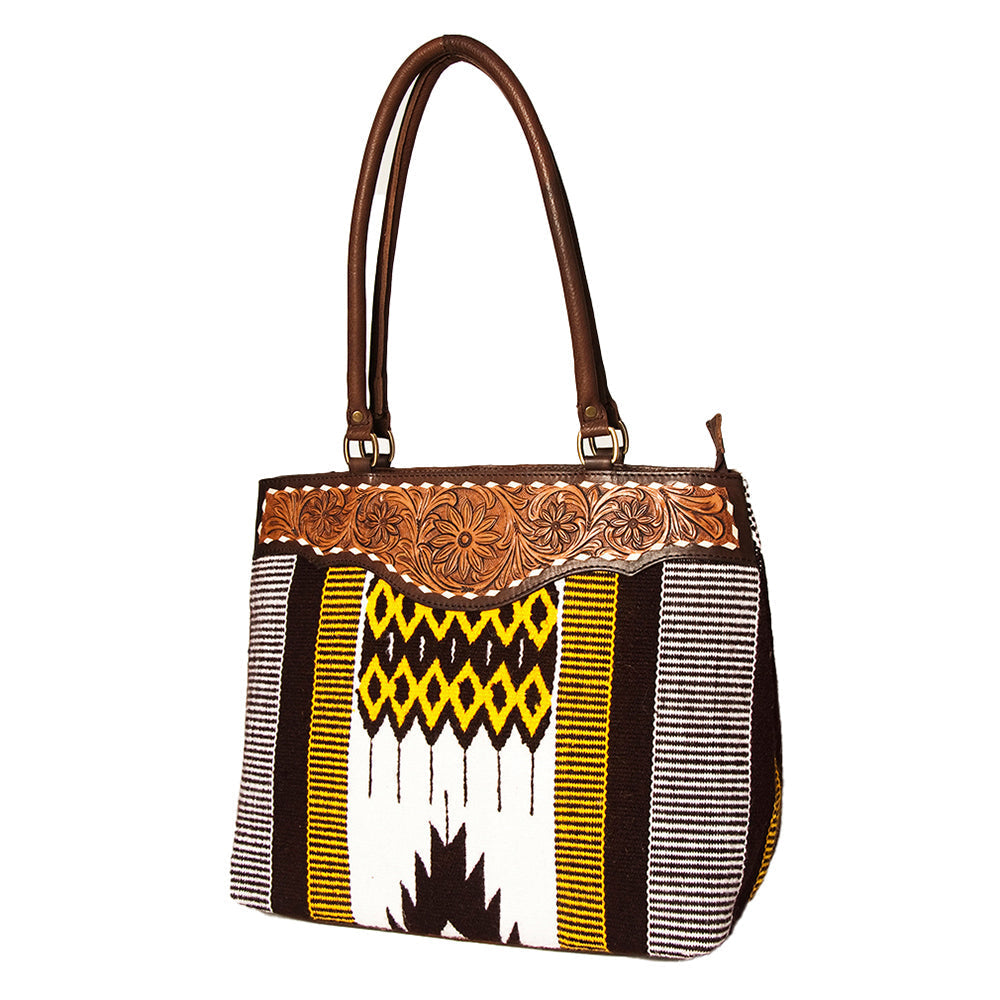 American Darling Tote Hand Tooled Saddle Blanket Genuine Leather