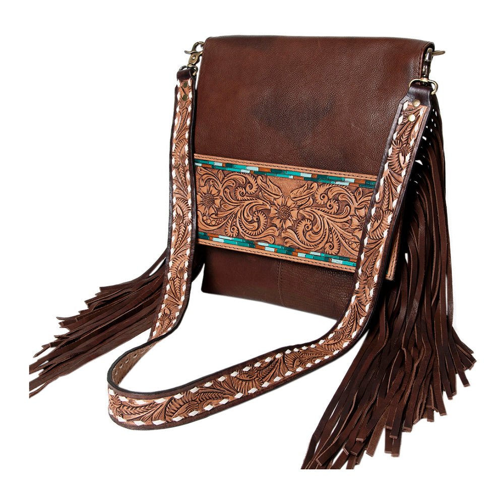American Darling Large Crossbody Hand Tooled Genuine Leather